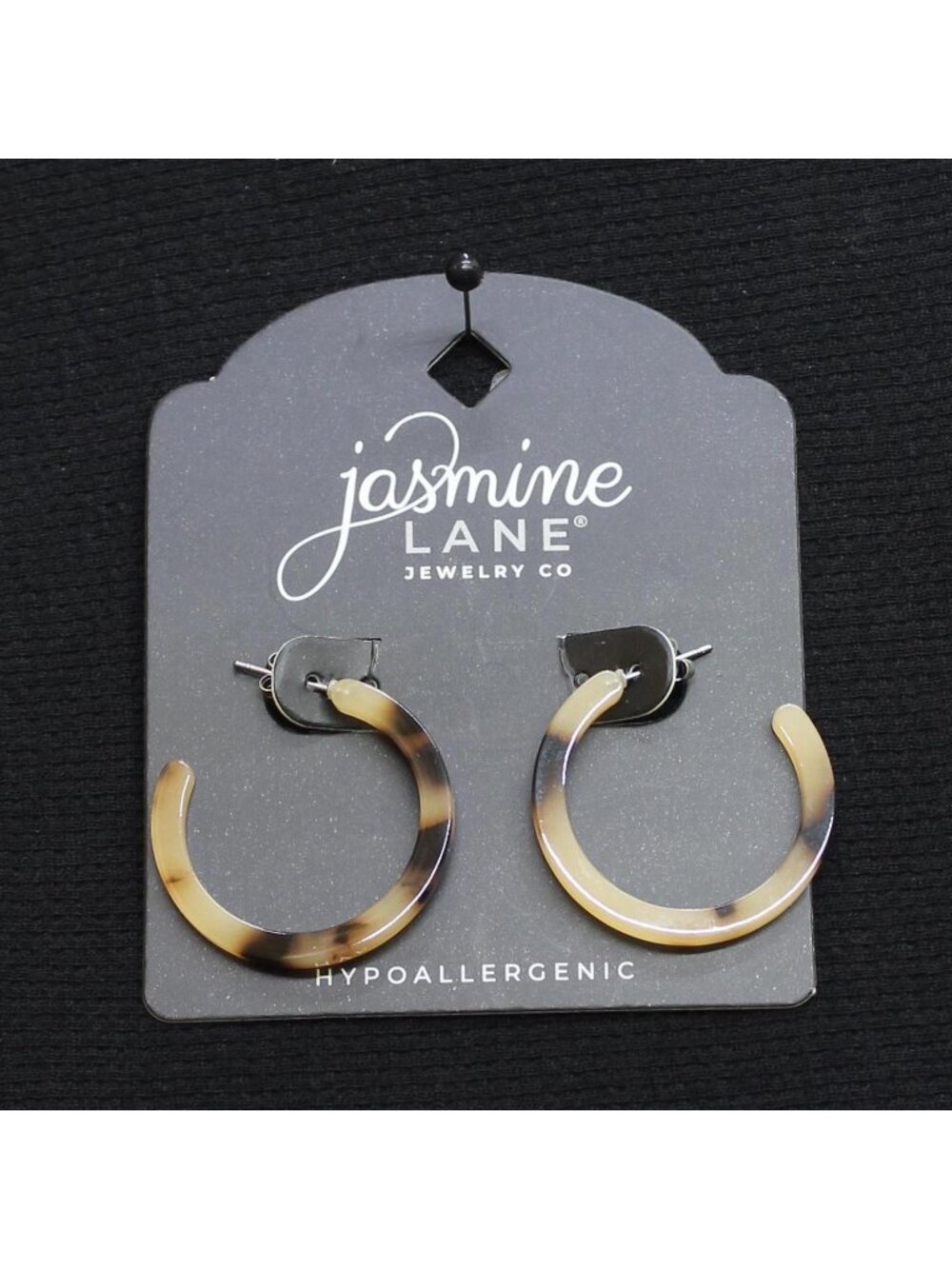 NWT Jasmine Lane 3/4 Hoop Earrings, Tortoise Pattern Tan Brown 1.25"